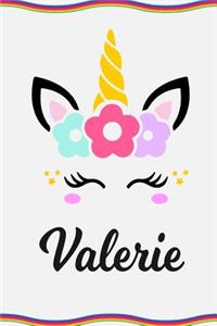 Valerie: Personal Notebook Personal Diary Unicorn Notebook Personalized Journal Customized Journal Unicorn Lover Gift Personal Name Notebook