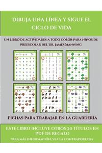 Fichas para trabajar en la guardería (Dibuja una línea y sigue el ciclo de vida)