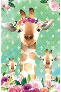 Journal Notebook For Animal Lovers Giraffes In Flowers 2