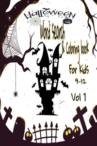 halloween word search and coloring book for kids 9-12 vol 1