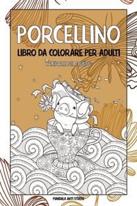 Libro da colorare per adulti - Mandala Anti stress - L'Animale del mondo - porcellino