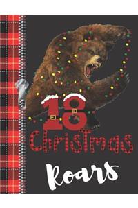 18 Christmas Roars: Large A4 Holiday Brown Bear Creative Lined Writing Journal For Girls And Boys