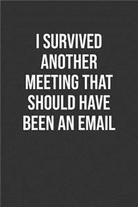 I Survived Another Meeting That Should Have Been An Email: Funny Blank Lined Notebook Great Gag Gift For Co Workers