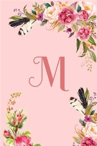Monogram Initial Letter M Notebook for Women and Girls