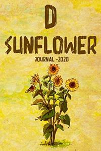 D Sunflower Journal 2020: Ideal Gift, Sunflower journal to write in for women, Girl, Lined and decorated journal, Glossy Cover, Sunflowers, travel journal, 120page, 6 x 9 inc