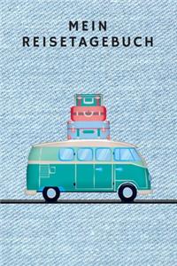 Reisetagebuch Notizbuch VW Bus auf dem Cover Bullets Punktiert A5 100 Seiten, Vintage Softcover, Weißes Papier - Dickes Notizheft, Skizzenbuch, Zeichenbuch, Blankobuch, Sketchbook