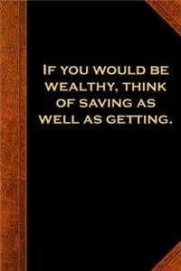 2020 Weekly Planner Ben Franklin Quote Wealthy Saving Vintage Style 134 Pages