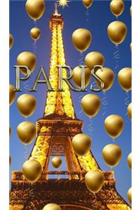 paris Eiffel Tower blue sky Gold Balloons blank journal