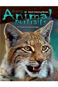 Adult Coloring Books Animal Portraits 47 Grayscale Coloring Pages