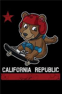 California Republic Flag Bear Skateboard 6x9 Journal