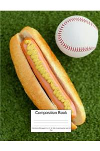 Composition Book 100 Sheets/200 Pages/8.5 X 11 In. Wide Ruled/ Baseball and Hot Dog
