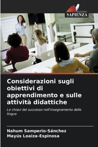 Considerazioni sugli obiettivi di apprendimento e sulle attività didattiche