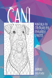 Mandala da colorare per pennarelli e matite - Livello facile - Animali - Cani