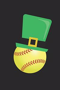 St. Patrick's Day Notebook - St. Patrick's Day Softball With Leprechaun Hat - St. Patrick's Day Journal