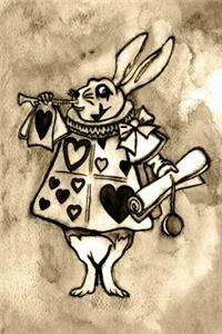 Alice in Wonderland Watercolour Journal - White Rabbit With Trumpet (Sepia)
