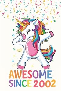 Awesome Since 2002 Notebook Dabbing Unicorn Birthday Gift