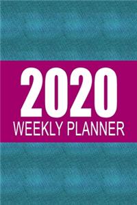 2020 Weekly Planner: Inspiring At-a-glance Week-per-Page Diary With Journal Pages, January-December (Pink Blue Cover)