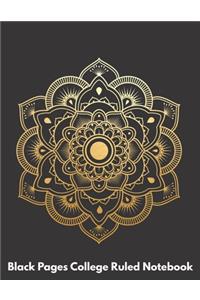 Black Pages College Ruled Notebook