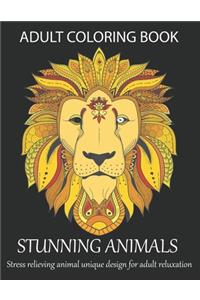 Adult coloring book stunning animals stress relieving animal unique design for adult reluxation
