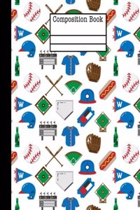 Baseball Game Composition Notebook - 4x4 Quad Ruled