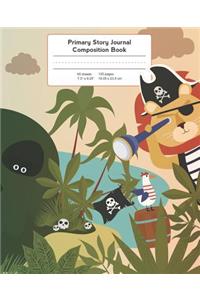 Primary Story Journal Composition Book: Pirate Island Notebook Grade Level K-2 Draw and Write, Early Childhood to Kindergarten