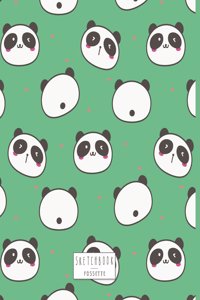 Sketchbook: Panda on green cover (8.5 x 11) inches 110 pages, Blank Unlined Paper for Sketching, Drawing, Whiting, Journaling & Doodling