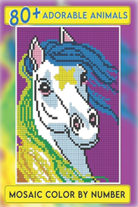 Color by number adorable animals