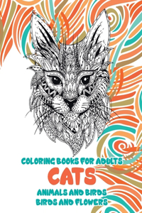 Coloring Books for Adults Birds and Flowers - Animals and Birds - Cats