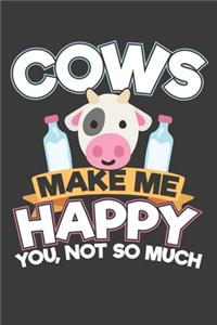 Cows Make Me Happy You Not So Much: 120 Seiten (6x9 Zoll) Notizbuch Kariert für Bauer Freunde I Landwirt Kariertes Notizheft I Bauernhof Notizblock I Farmer Notizplaner