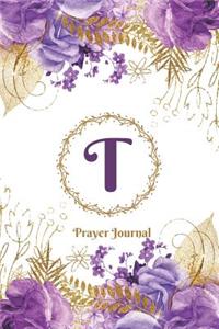 Praise and Worship Prayer Journal - Purple Rose Passion - Monogram Letter T