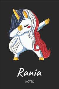 Rania - Notes: Noms Personnalisé Carnet de notes / Journal pour les filles et les femmes. Licorne qui dab aux cheveux aux couleurs du drapeau français. Accessoires