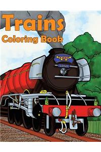 Trains Coloring Book: A Color Therapy Book of Steam Engines, Trams and Trains