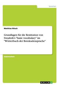 Grundlagen für die Restitution von Swadesh's 