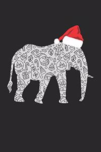Christmas Notebook 'Elephant with Santa Hat' - Christmas Gift for Animal Lover - Santa Hat Elephant Journal