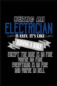 Being a electrician is easy. It's like riding a bike. Except the bike is on fire, you're on fire, everything is on fire and you're in hell