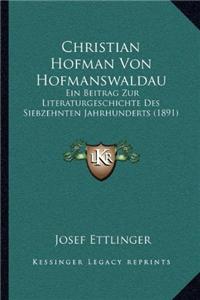 Christian Hofman Von Hofmanswaldau