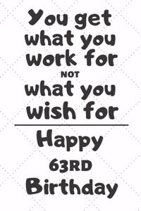 You get what you work for not what you wish for Happy 63rd Birthday