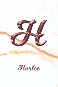 Harlee: Sketchbook - Blank Imaginative Sketch Book Paper - Letter H Rose Gold White Marble Pink Effect Cover - Teach & Practice Drawing for Experienced & As