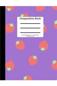 Composition Book 100 Sheet/200 Pages 8.5 X 11 In.-Wide Ruled-Strawberries Purple