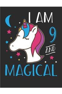 I Am 9 and Magical: Blank Line Notebook (8.5 X 11 - 110 Pages)