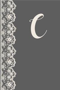 C: Monogrammed Journal Vintage Lace with Monogram Personalized Letter 'c'