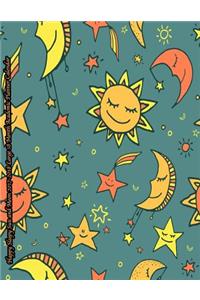 Happy Sleepy Sun and Moon 2017-2018 Large 18 Month Academic Planner Calendar