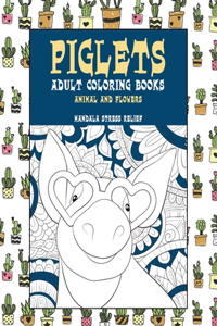 Adult Coloring Books Animal and Flowers - Mandala Stress Relief - Piglets