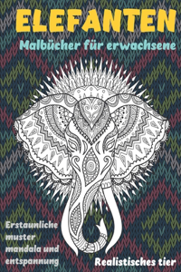 Malbücher für Erwachsene - Erstaunliche Muster Mandala und Entspannung - Realistisches Tier - Elefanten