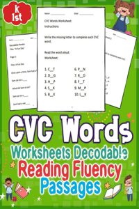 CVC Words Worksheets Decodable Reading Fluency Passages for GRAD K to 1st