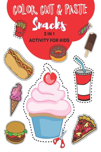 Color, Cut and Paste Snacks Activity for Kids