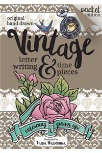 Vintage Lettering and Time Pieces Colouring Book