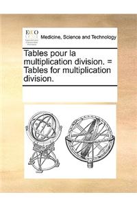 Tables pour la multiplication division. = Tables for multiplication division.