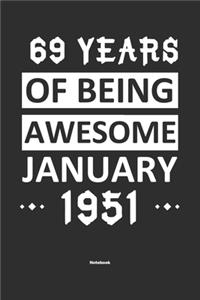 69 Years Of Being Awesome January 1951 Notebook