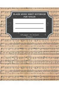 Blank Music Sheet Notebook For Violin